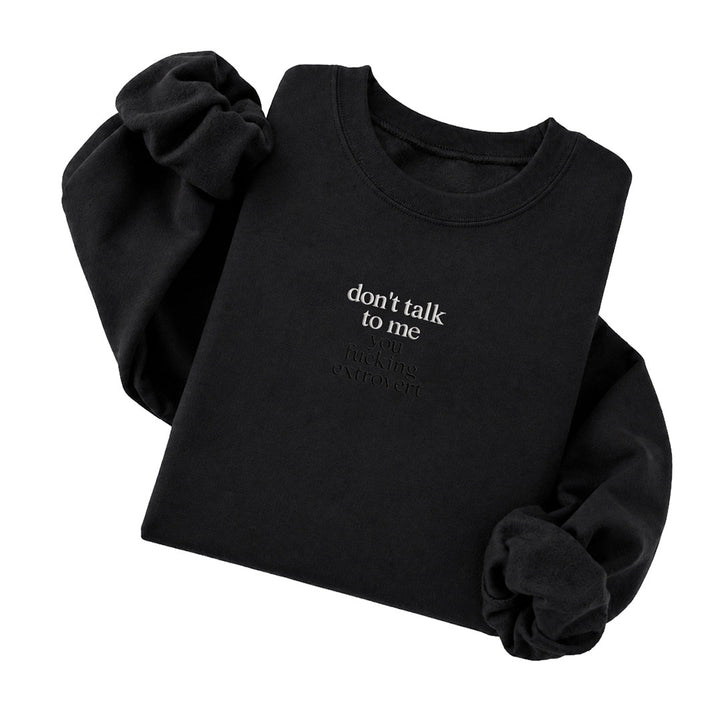 Black crewneck sweatshirt embroidered with Don&