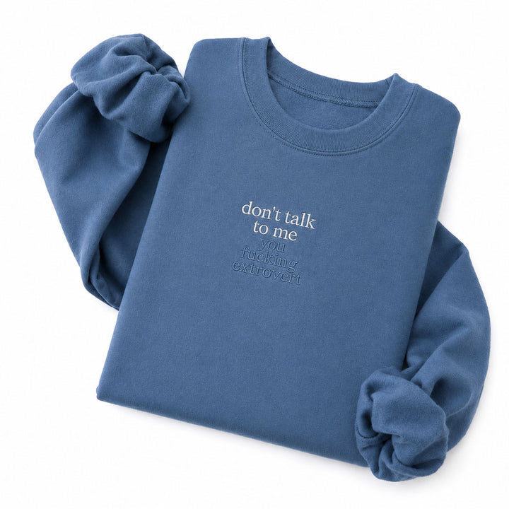 Indigo Blue crewneck sweatshirt embroidered with Don&