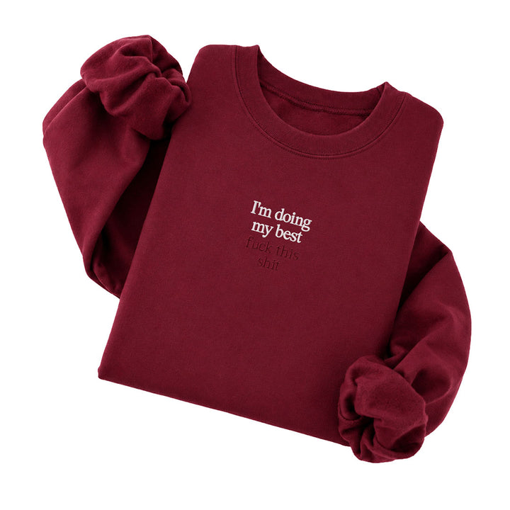 Garnet crewneck sweatshirt embroidered with I&