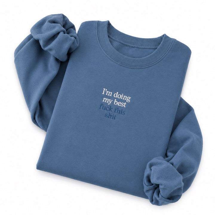 Indigo Blue crewneck sweatshirt embroidered with I&