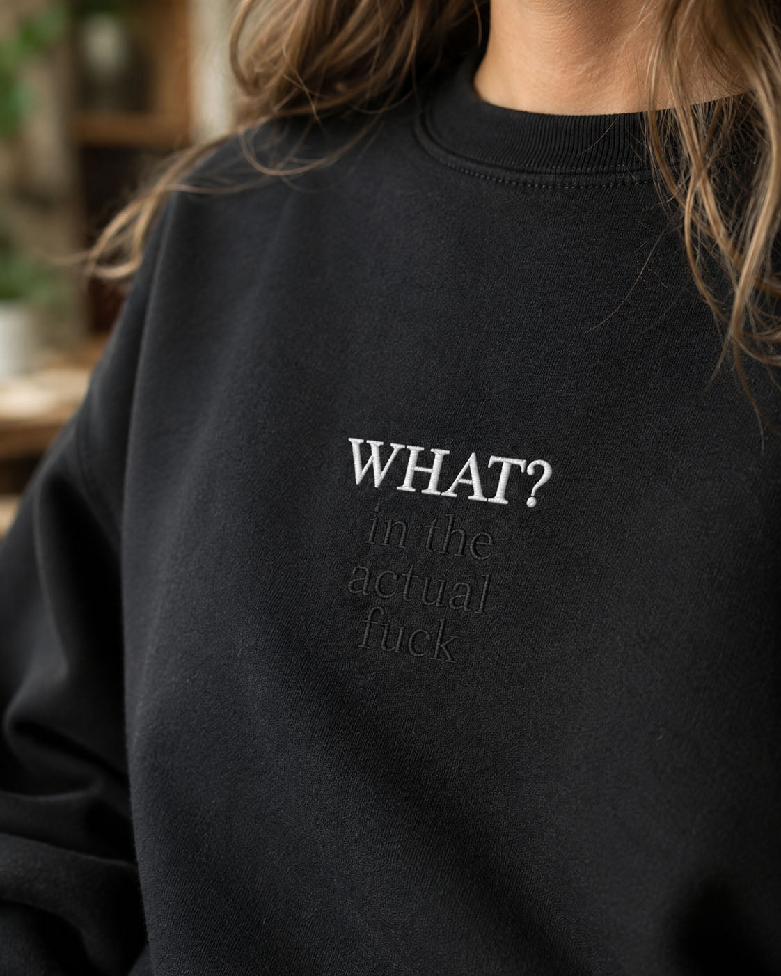 Sorry I Don't Give A Fuck embroidered crewneck sweatshirt by Pinetree Innovations in Saskatoon