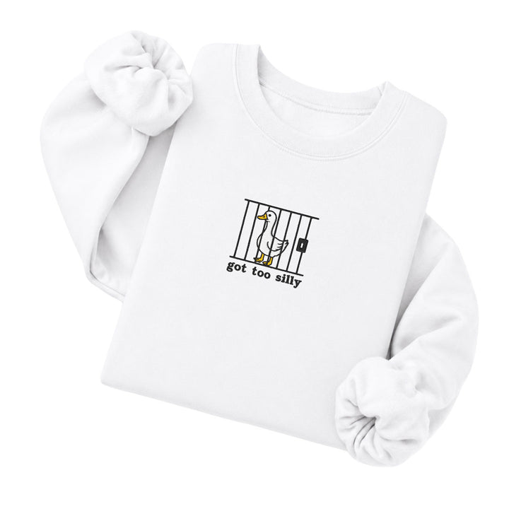White embroidered crewneck sweatshirt - Got Too Silly