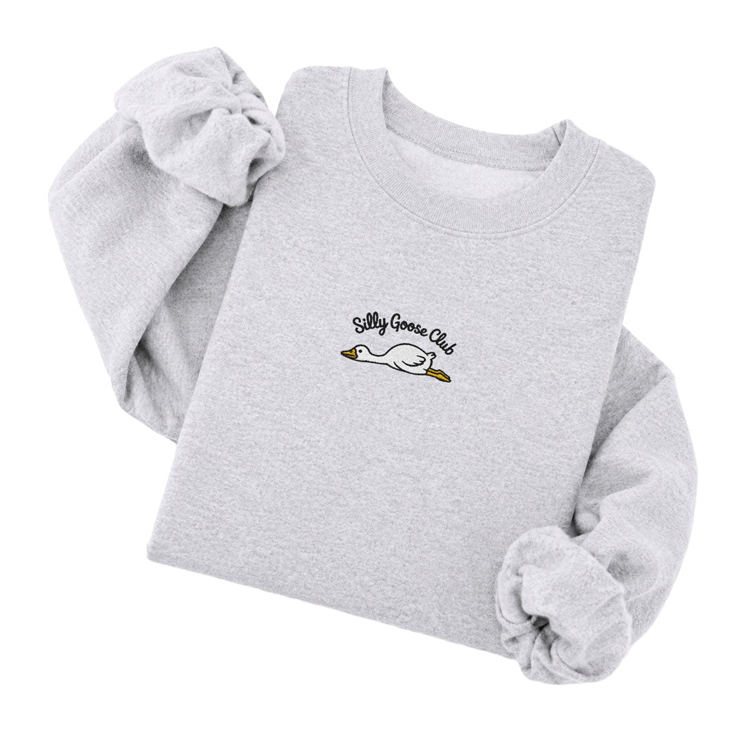 Ash embroidered crewneck sweatshirt - Silly Goose Club