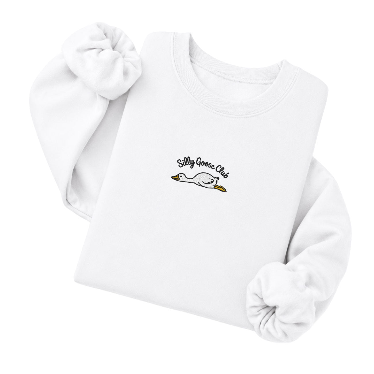 White embroidered crewneck sweatshirt - Silly Goose Club