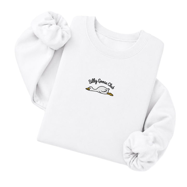 White embroidered crewneck sweatshirt - Silly Goose Club