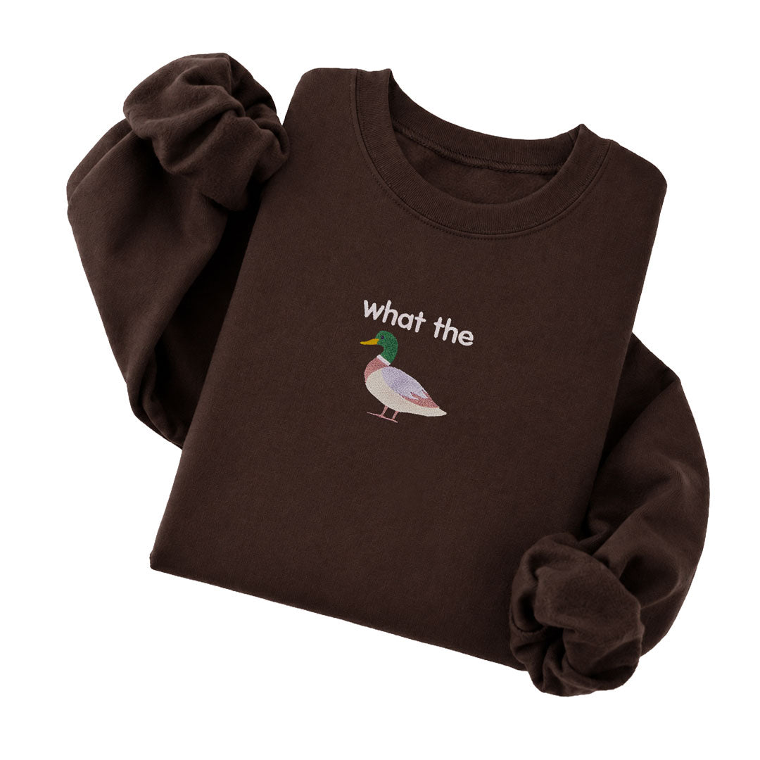 Dark Chocolate embroidered crewneck sweatshirt - What The Duck