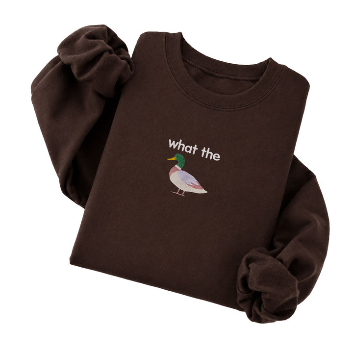 Dark Chocolate embroidered crewneck sweatshirt - What The Duck