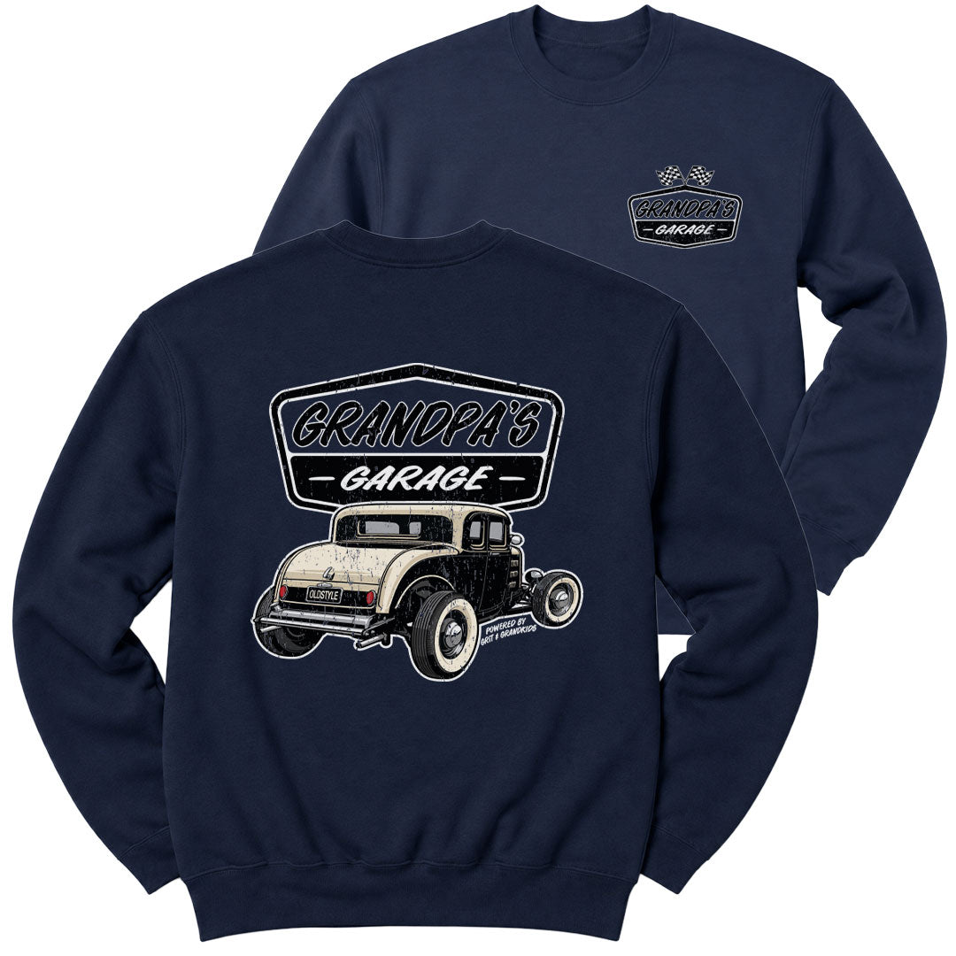 Navy crewneck sweatshirt printed with "Grandpa&