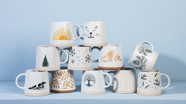 Snowflake Wide Base Mug, lifestyle view