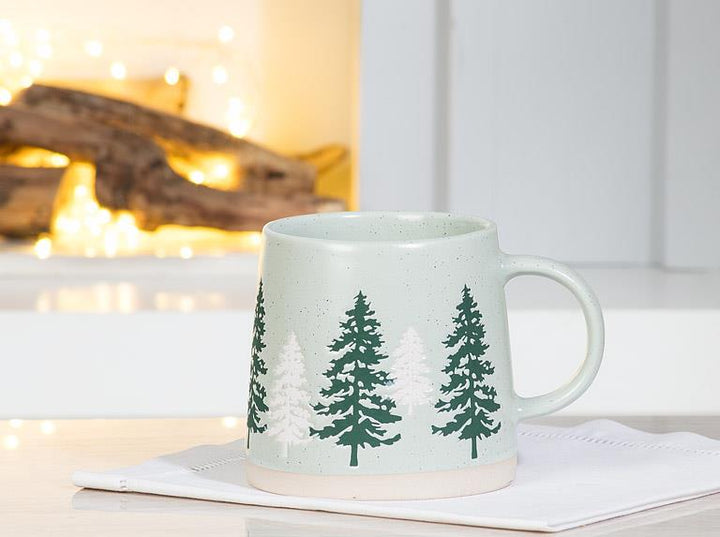 Green Pine Tree Wide Base Mug, detail view