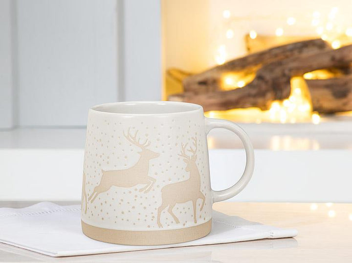 Reindeer Wide Base Mug, styled view