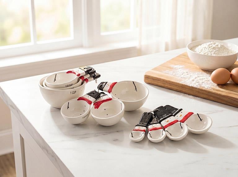 Happy Snowman Measuring Cups, styled view