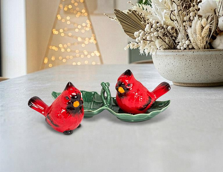 Cardinal Salt &amp; Pepper Set on Tray, styled view