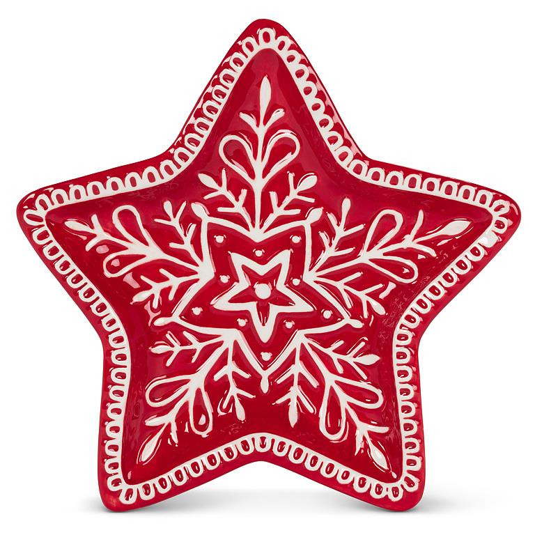 Red Star Snowflake Plate, alternate view