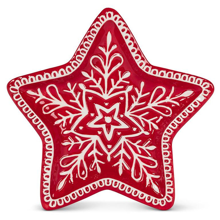 Red Star Snowflake Plate, alternate view