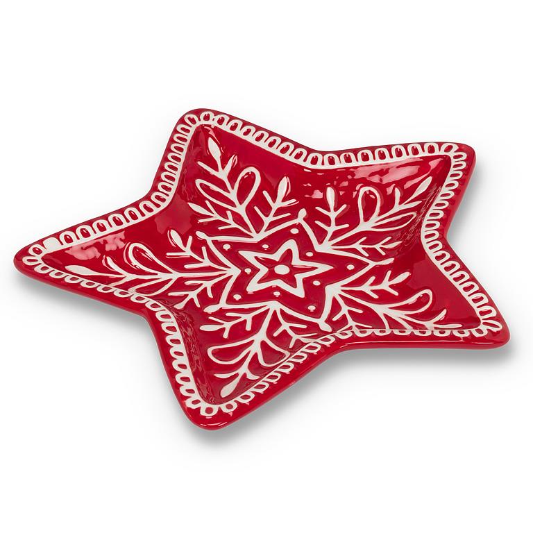 Red Star Snowflake Plate