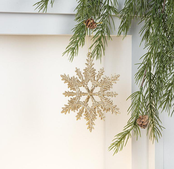 Glitter Intricate Snowflake Ornament, styled view