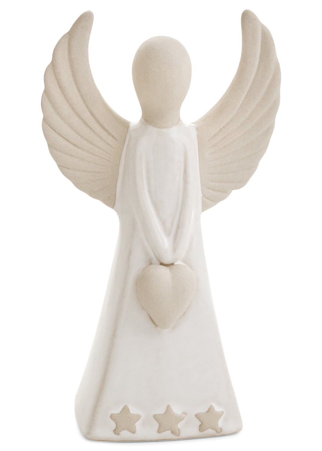 Porcelain Angel Holding Heart | Off White &amp; Beige
