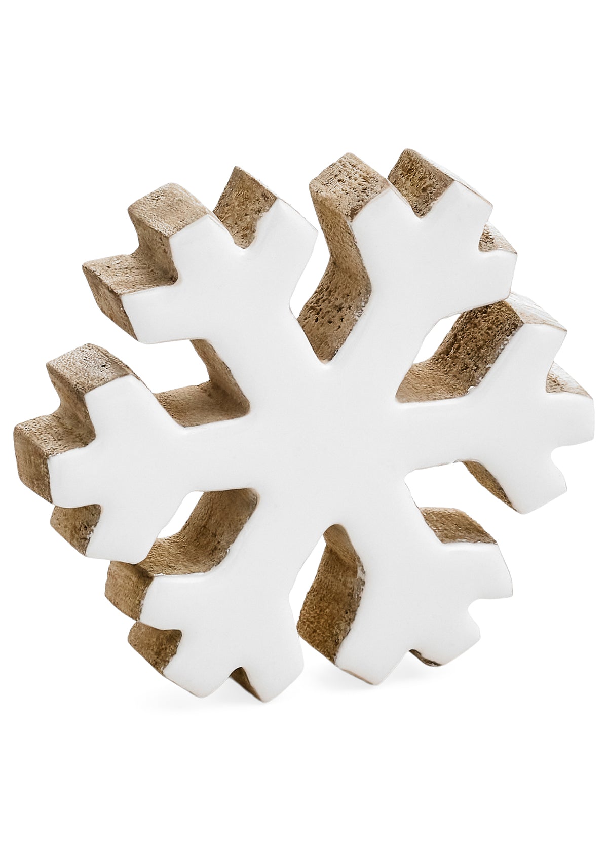Mango Wood Snowflake | White
