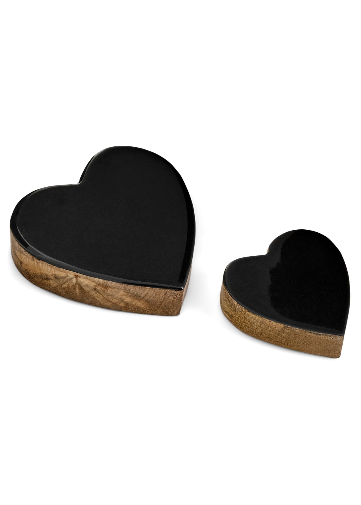 Mango Wood Hearts | Black | Set of 2