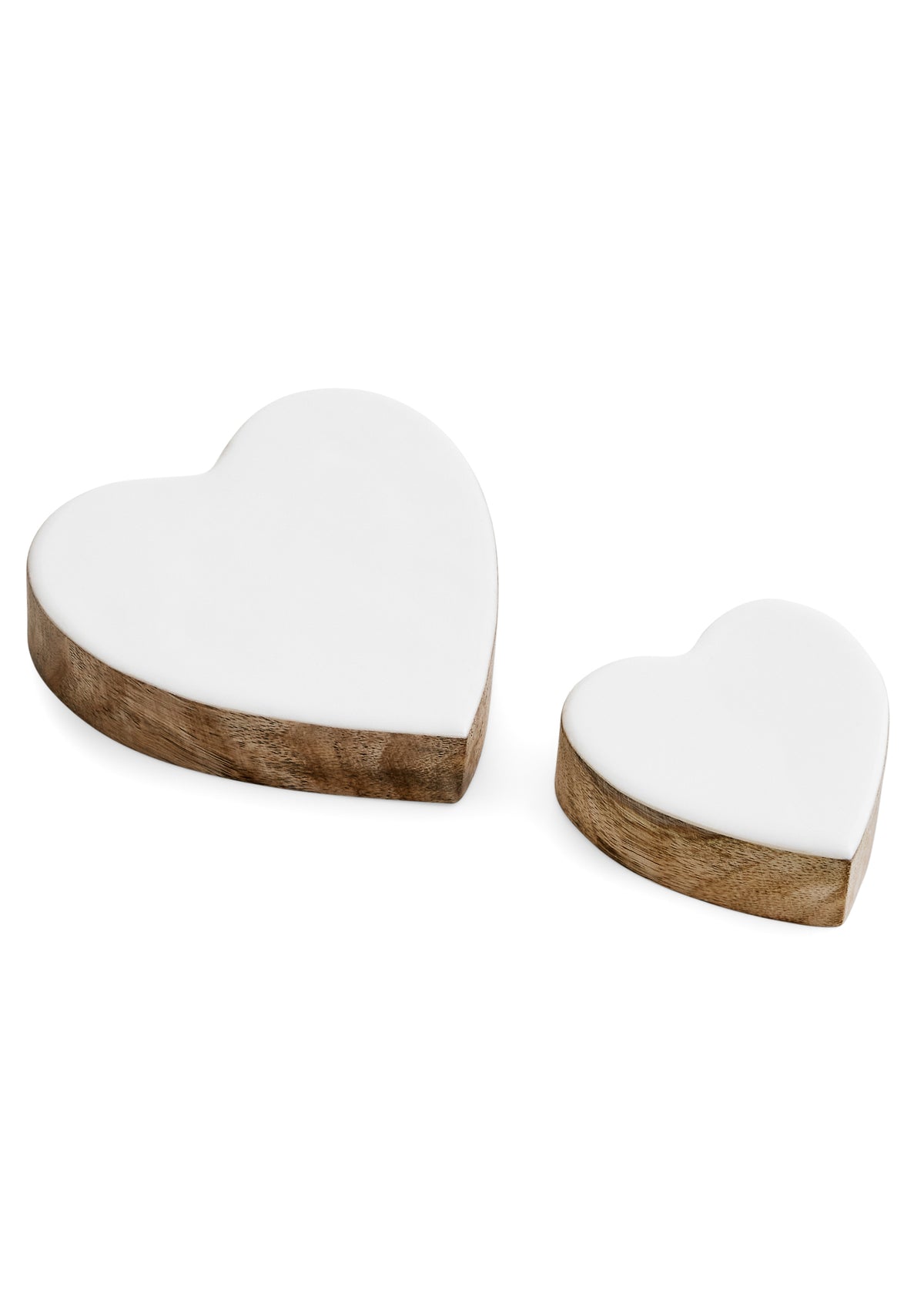 Mango Wood Hearts | White | Set of 2