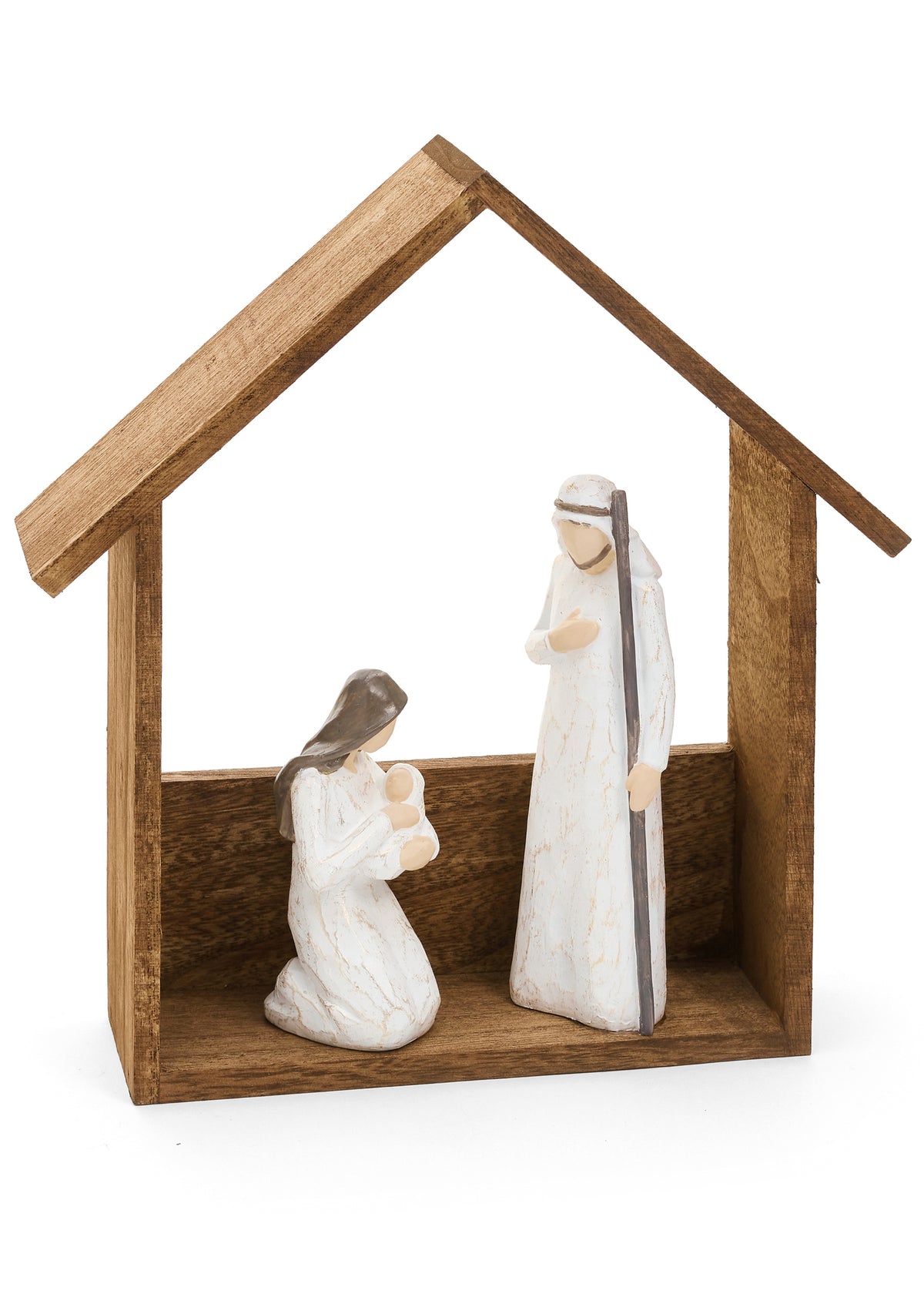 Resin Nativity | Brown, White & Gold