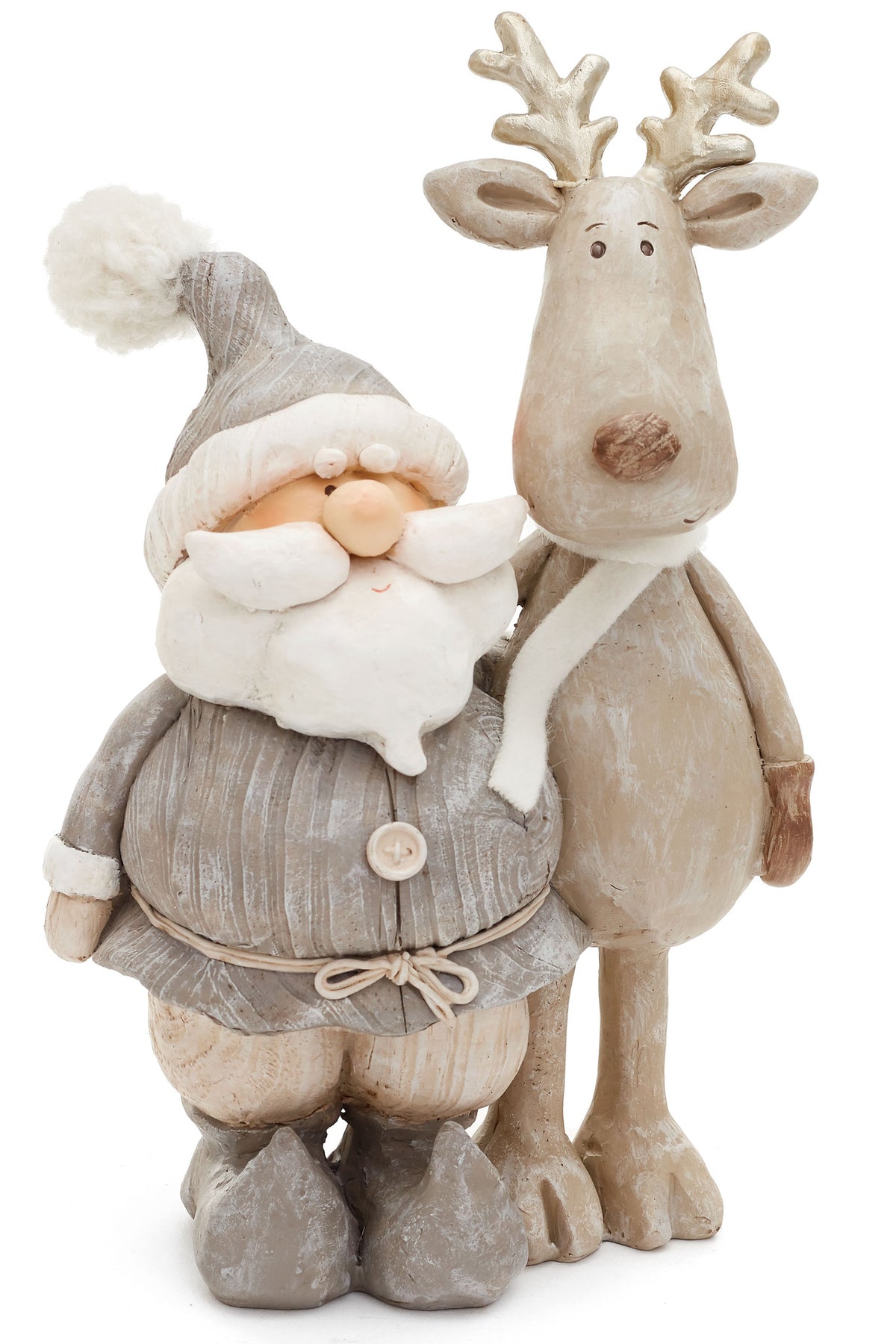 Santa with Moose | Grey | 9.5"