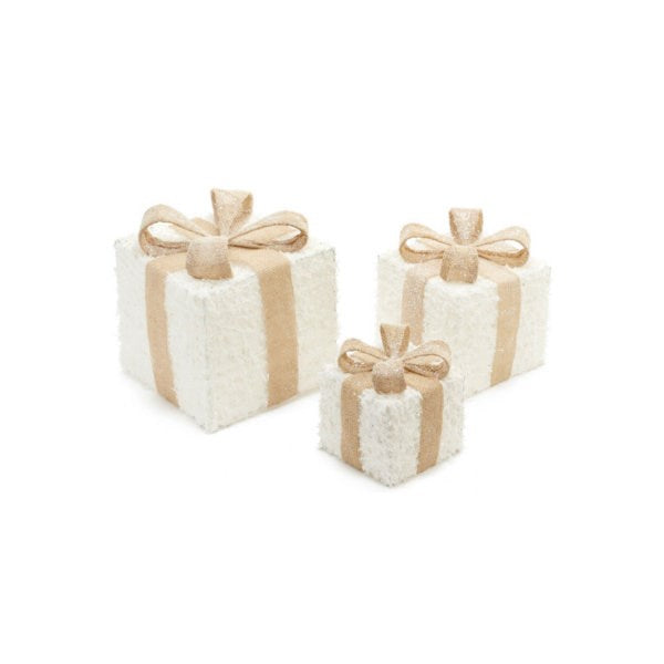Gift Box Stack | White & Natural | Set of 3