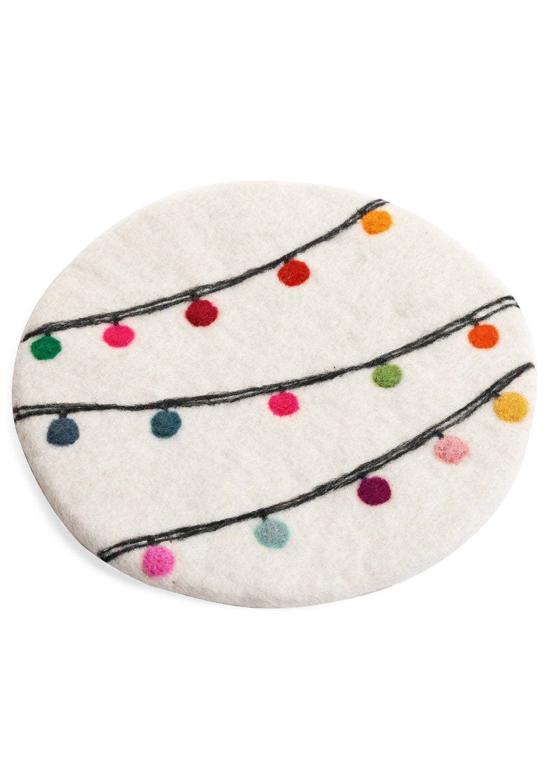 Christmas Lights Trivet | Sheep Wool | Multi