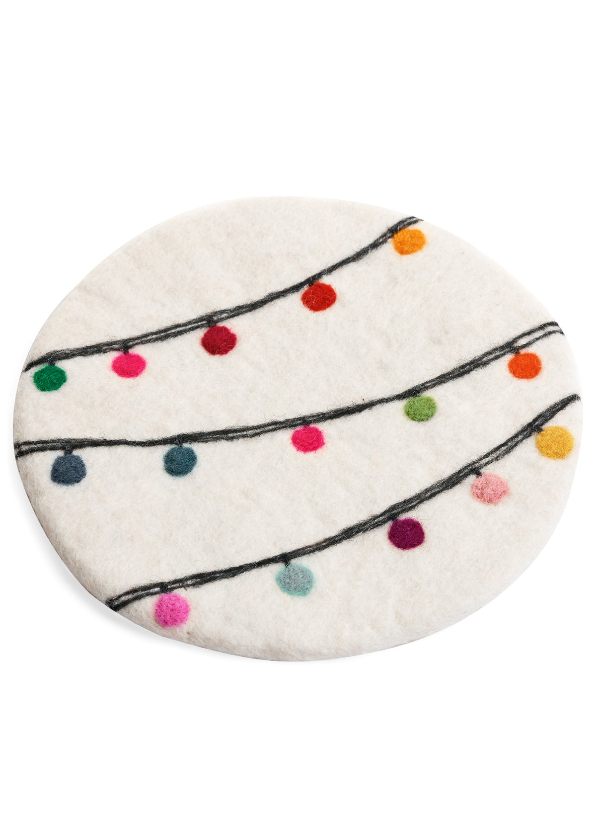 Christmas Lights Trivet | Sheep Wool | Multi