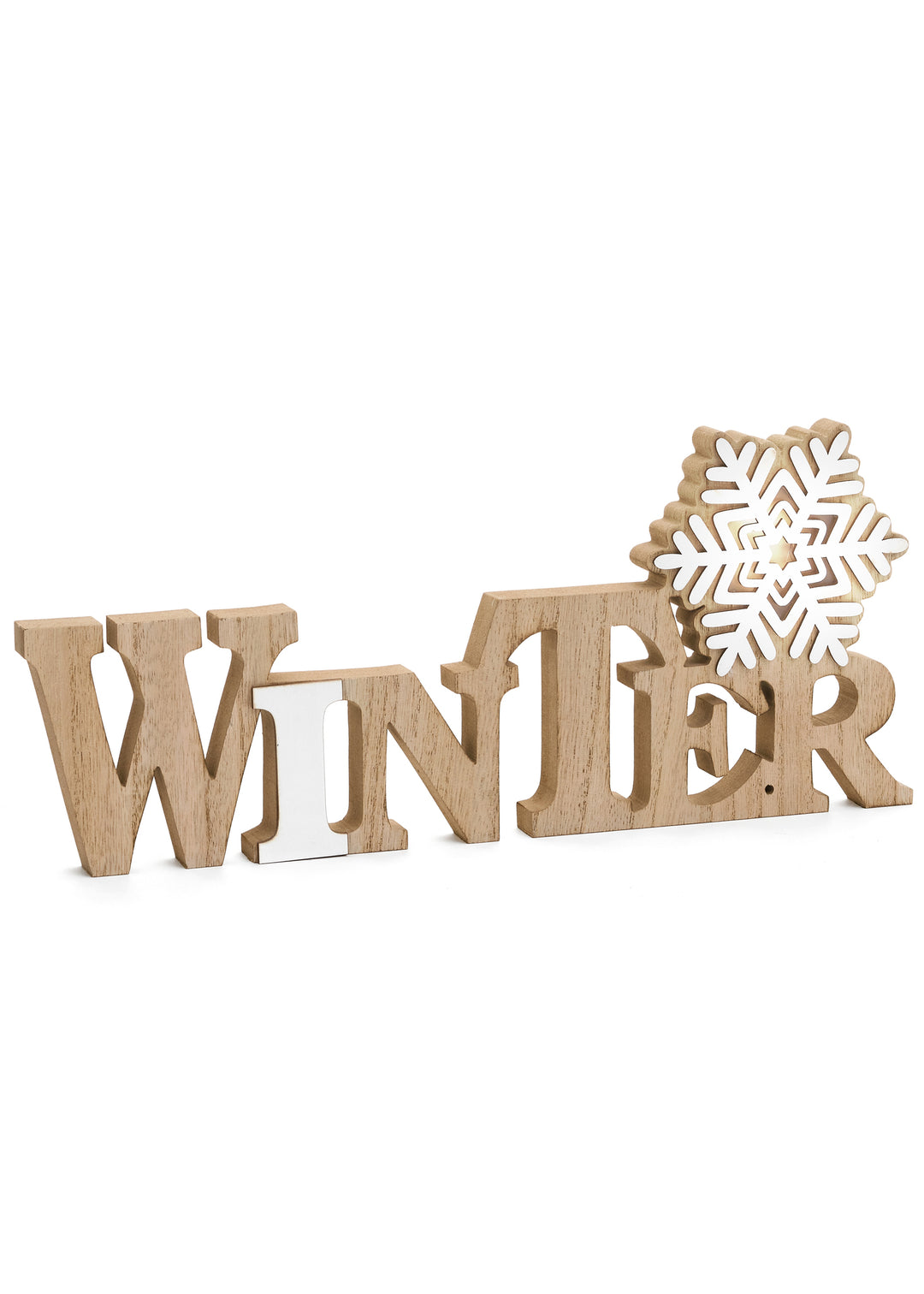 Winter Sign with LED | MDF | White &amp; Natural