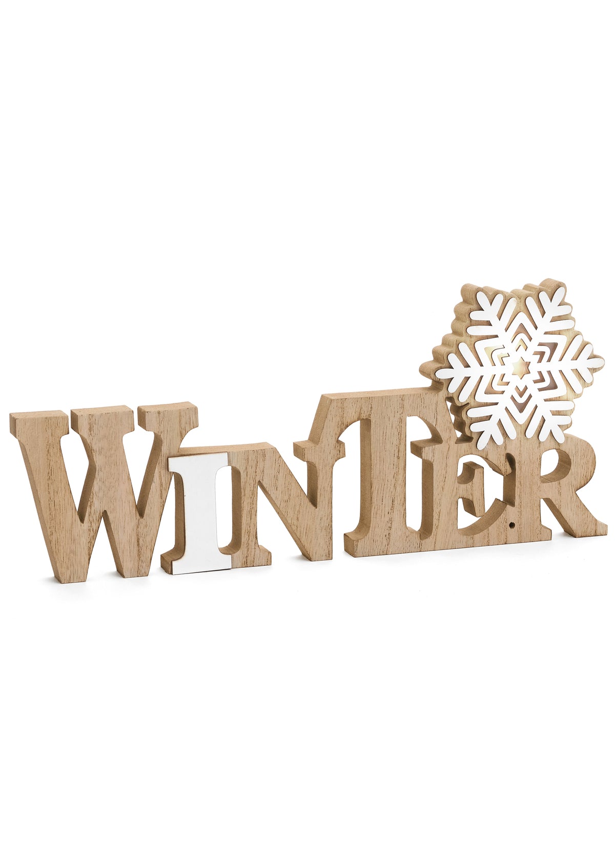 Winter Sign with LED | MDF | White & Natural