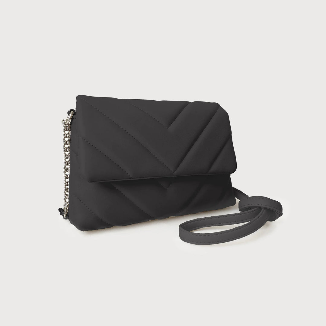 Sm Quilted Flap Bag W Adj Chain &amp; Pleather Strap