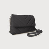 Sm Quilted Flap Bag W Adj Chain & Pleather Strap