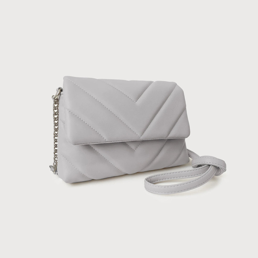 Sm Quilted Flap Bag W Adj Chain &amp; Pleather Strap