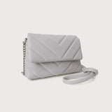 Sm Quilted Flap Bag W Adj Chain & Pleather Strap