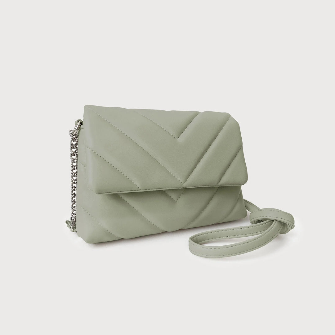 Sm Quilted Flap Bag W Adj Chain &amp; Pleather Strap