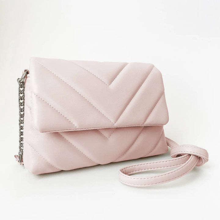 Sm Quilted Flap Bag W Adj Chain &amp; Pleather Strap