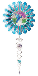 Animated Blue Hummingbird W/ Crystal Sm Spinner Set