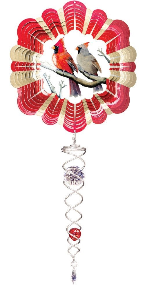 Cardinals w/Crystal - Large Set | Wind Spinner