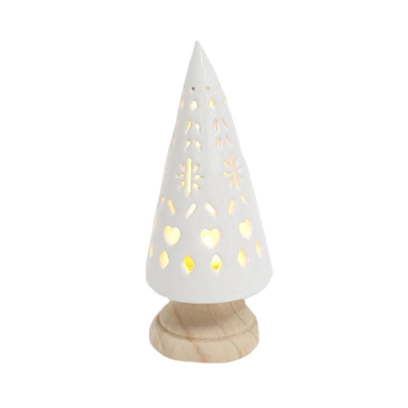 LED Cut-Out Tree | White | Wood Base
