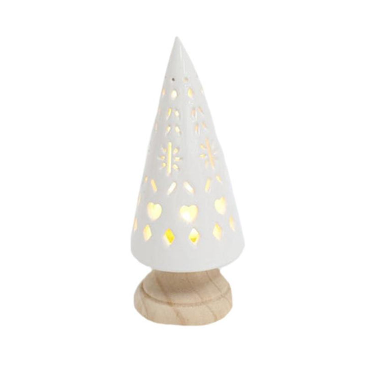 LED Cut-Out Tree | White | Wood Base
