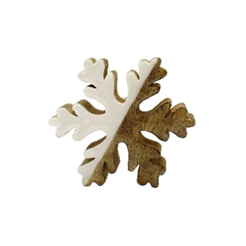 Wood and enamel snowflake, small
