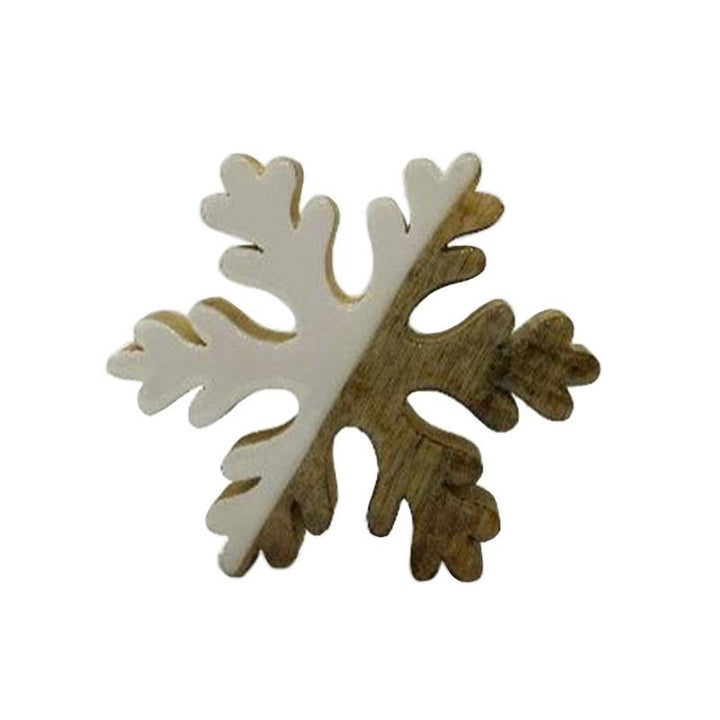 Wood and enamel snowflake, medium
