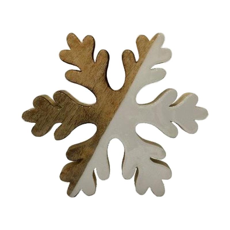 Wood and enamel snowflake, large