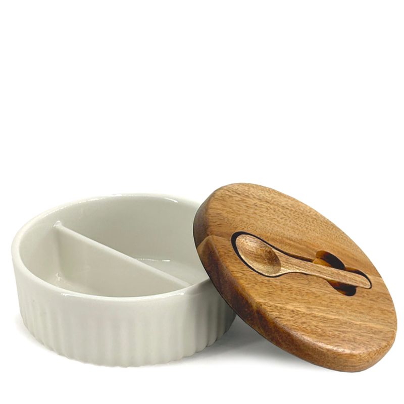 Divided Salt Keeper with Spoon