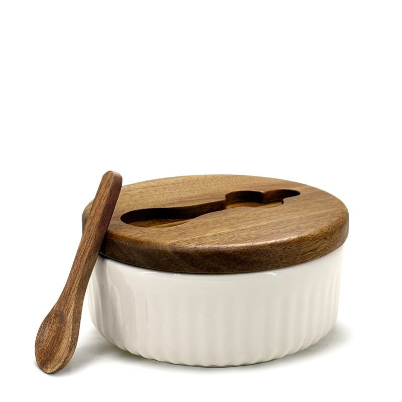 Divided Salt Keeper with Spoon