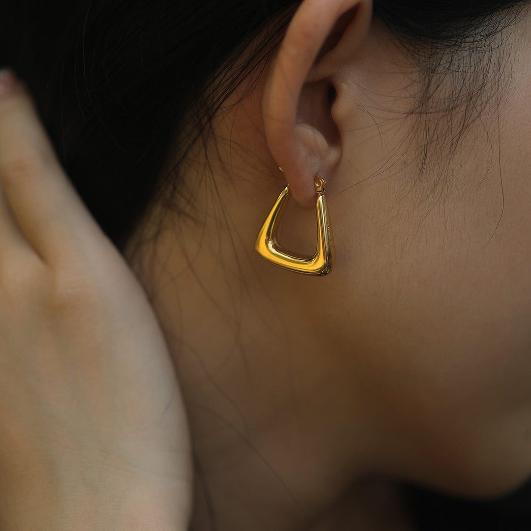 ANIKA Gold Chunky Triangle Hoop Earrings