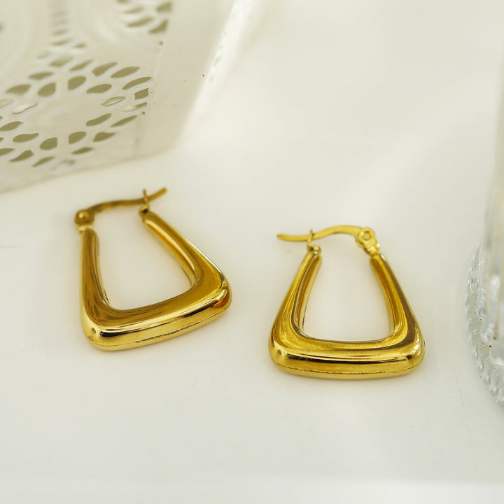 ANIKA Gold Chunky Triangle Hoop Earrings