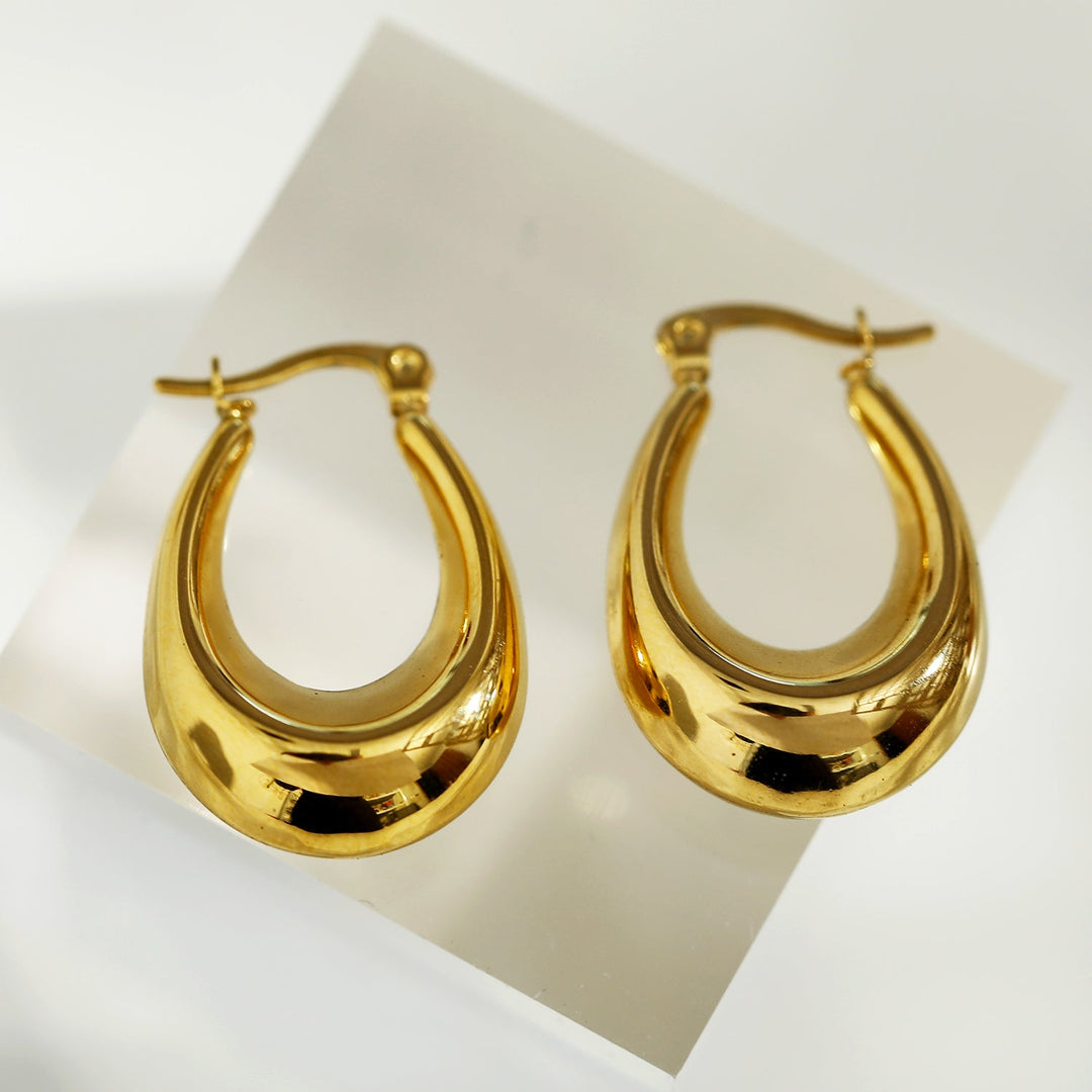 ARINA Gold Chunky Shaped Hoop Earrings